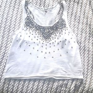 White Tank with Beading From Free People, Size Medium